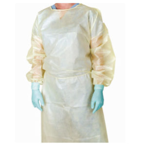 Yellow Isolation Gowns, Disposable Contact Precautions Gowns for Health-Care Workers & Patients, Elastic Cuffs, Back Ties, Latex Free, One Size ( Yellow) ($2.50) #12